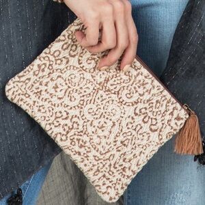 Bohemian Print Weave Cotton Clutch Wallet Tan 3320